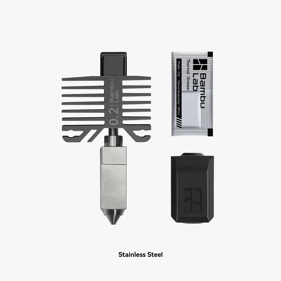 [FAH004-N-1] Bambu Lab Hotend with stainless steel nozzle-0.2 mm (P1P, P1S, X1C) (FAH004-N-1)